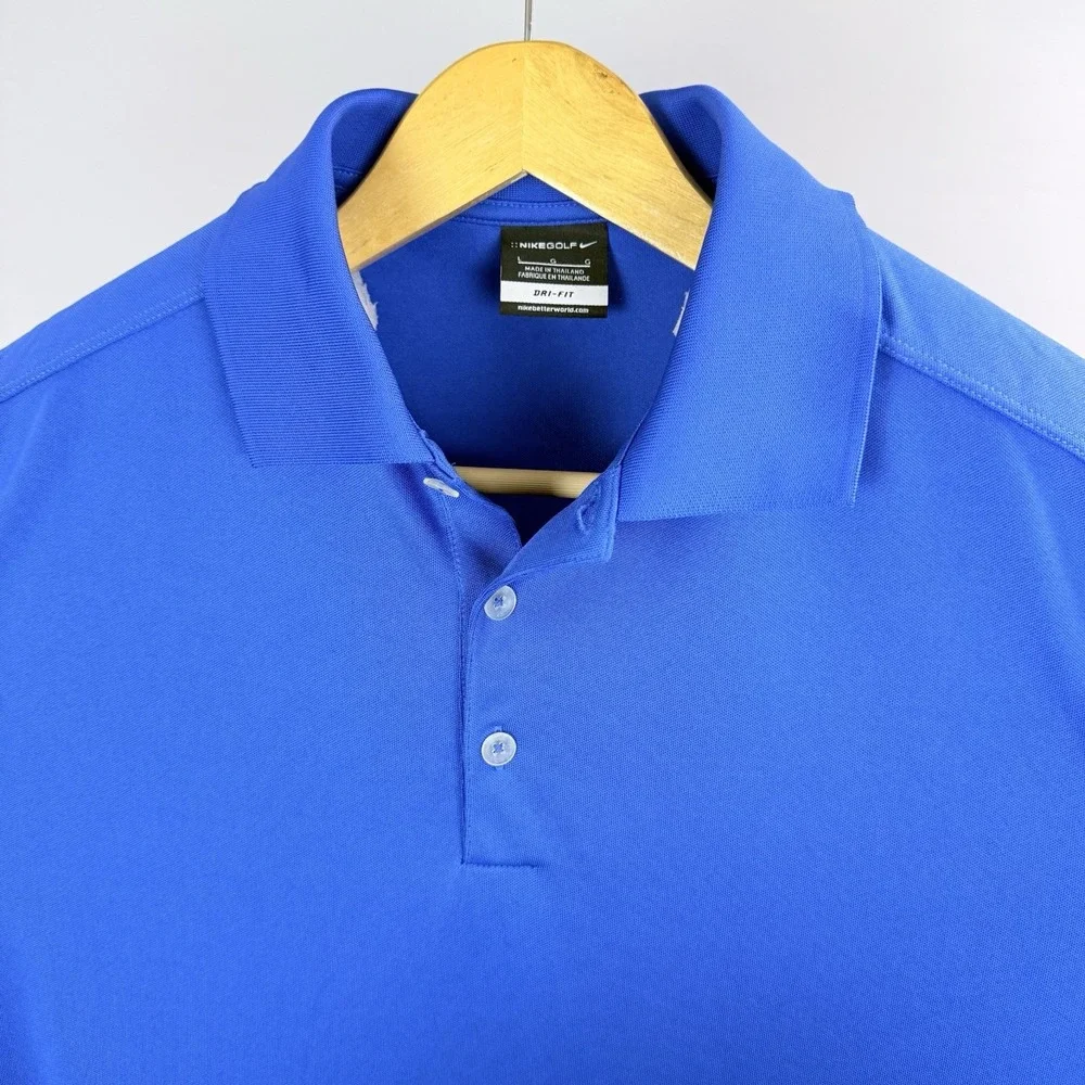 Nike Golf Polo Shirt Mens Large Blue Dri-Fit SS Performance Stretch Short Sleeve